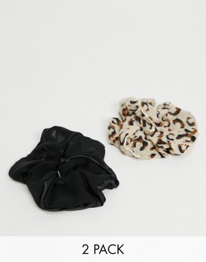 Набор из 2 резинок для волос с леопардовым принтом -Многоцветный Accessorize