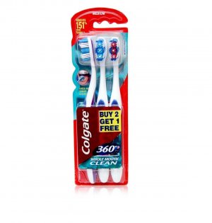 Зубная щетка 360 Whole Mouth Clean, упаковка из 3 шт. Colgate