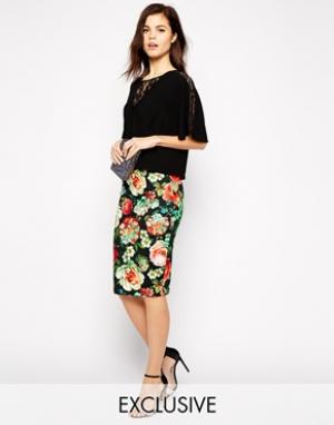 Pencil Skirt in Large Floral Print Paper Dolls. Цвет: мульти