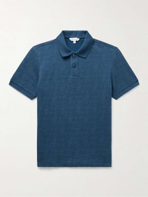 Текстурированная рубашка-поло из смесового хлопка стрейч CLUB MONACO, синий Monaco