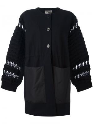 Пальто с вязаными рукавами Hache. Цвет: синий