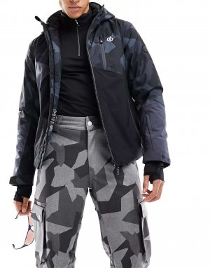 Черная водонепроницаемая утепленная лыжная куртка Dare2B с карманом для ски-пасса Dare 2b. Цвет: черный