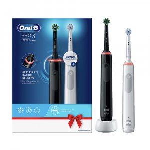 Перезаряжаемая электрическая зубная щетка ORAL B Pro 3900, комплект из 2 предметов, черный и белый, оригинал Oral-B