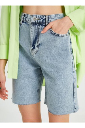 Разноцветные женские джинсовые шорты с нормальной талией, синий Koton