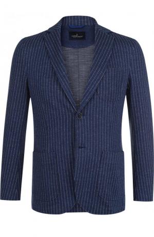 Однобортный хлопковый пиджак Capobianco. Цвет: синий