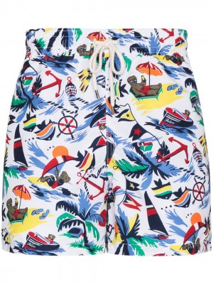 Плавки-шорты с принтом Polo Ralph Lauren. Цвет: белый