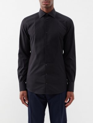 Рубашка под смокинг из хлопкового поплина с нагрудником спереди , черный Dolce & Gabbana