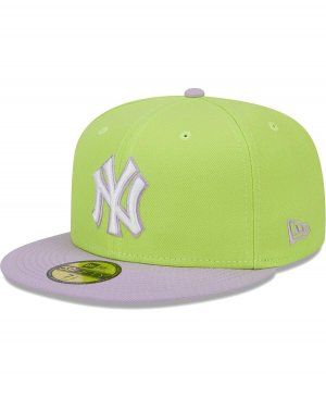Мужская двухцветная неоново-зеленая, лавандовая шляпа New York Yankees Spring Color 59FIFTY Era