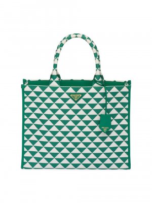 Большая сумка из ткани с вышивкой Symbole , зеленый Prada