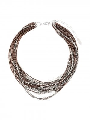 Многослойное ожерелье из бисера Brunello Cucinelli. Цвет: серебристый