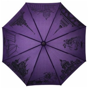 Зонт-трость, фиолетовый, мультиколор PLANET. Цвет: фиолетовый