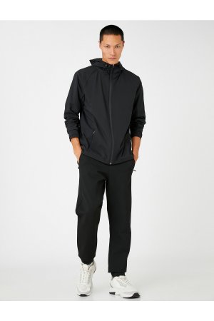 Базовая спортивная куртка оверсайз с застежкой-молнией капюшоном , черный Koton