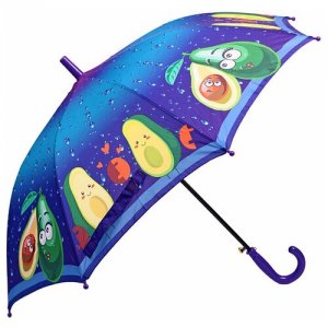 Зонт трость детский для мальчиков и девочек Авокадо полуавтоматический зонт-трость; малышей с сапфировой ручкой Baziator. Цвет: синий/голубой