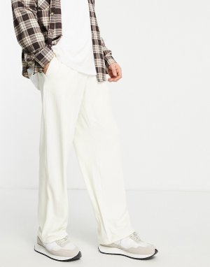 Вельветовые джоггеры цвета экрю с широкими штанинами -Белый Topman
