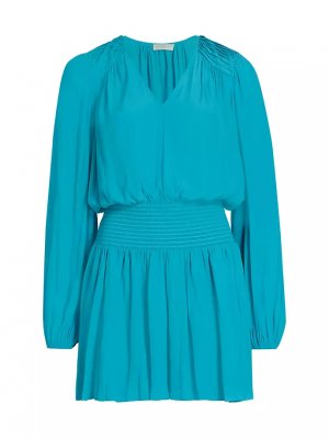 Мини-платье Jovie с эластичной резинкой и длинными рукавами , синий Ramy Brook