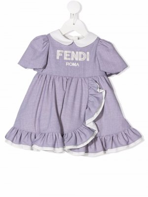 Платье с логотипом Fendi Kids. Цвет: серый