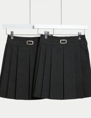 2 пары школьных юбок со складками для девочек (2–18 лет) , серый Marks & Spencer