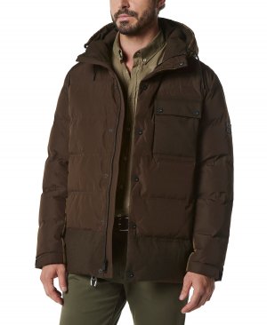 Мужская стеганая куртка с капюшоном halifax из ткани блоками Marc New York