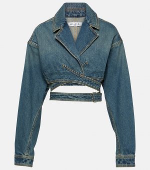 Укороченная джинсовая куртка с запахом , синий Alaïa