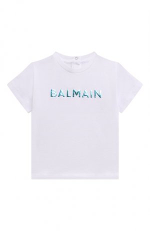 Хлопковая футболка Balmain. Цвет: белый