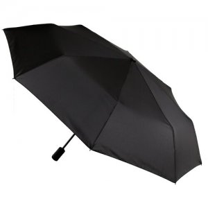 Мини-зонт , полуавтомат, 3 сложения, 8 спиц, черный FABRETTI. Цвет: черный