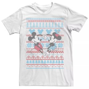 Мужская футболка в стиле рождественского свитера с Микки и Минни Маус Disney