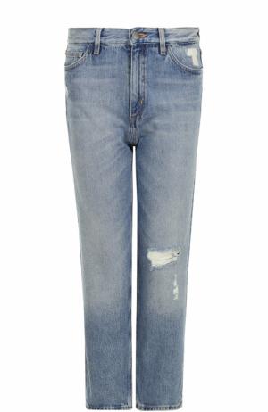 Джинсы прямого кроя с потертостями MiH Jeans. Цвет: голубой