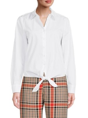 Рубашка с завязками спереди, белый Donna Karan