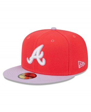 Мужская красно-лавандовая двухцветная шляпа Atlanta Braves Spring Color 59FIFTY приталенной шляпы New Era