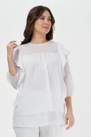 Блуза женская 2110014 белая 68 RU OLSI. Цвет: белый