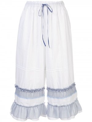 Укороченные брюки с оборками Renli Su. Цвет: белый
