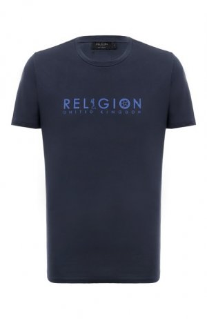Хлопковая футболка Religion. Цвет: синий