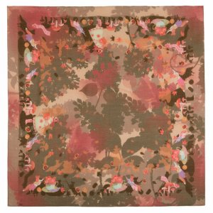 Платок ,115х115 см, мультиколор, розовый Павловопосадская платочная мануфактура. Цвет: микс/зелeный/хаки/розовый