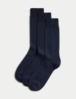 3 пары роскошных носков из египетского хлопка , темно-синий Marks & Spencer