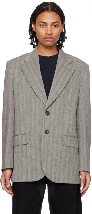 Серый однобортный пиджак MM6 Maison Margiela