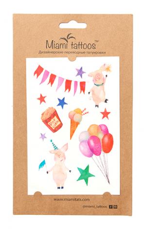 Переводные тату Акварельные Party Miami Tattoos