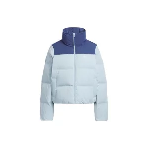 Originals 600 Puff с тремя полосками и воротником-стойкой, теплая укороченная куртка-пуховик, женская верхняя одежда, голубой IU4814 Adidas