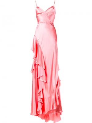 Вечернее платье с оборками Gucci. Цвет: розовый и фиолетовый