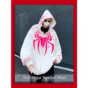 Худи , размер xl, белый, розовый Spider Man. Цвет: белый/розовый