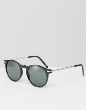 Солнцезащитные очки с металлическими дужками Monki. Цвет: черный