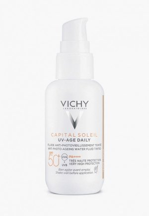 Флюид для лица Vichy солнцезащитный против признаков фотостарения CAPITAL SOLEIL UV-AGE DAILY SPF50+, 40 мл. Цвет: прозрачный