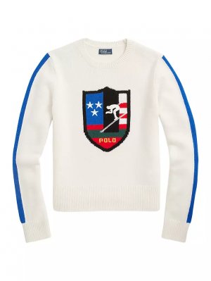 Шерстяной свитер с лыжным гербом , белый Polo Ralph Lauren