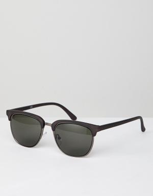 Черные солнцезащитные очки в стиле ретро Burton Menswear. Цвет: черный