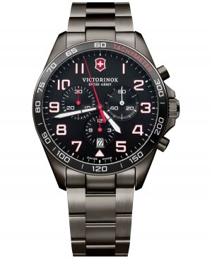 Мужские часы с хронографом Fieldforce Sport, серые браслетом из нержавеющей стали PVD-покрытием, 42 мм Victorinox