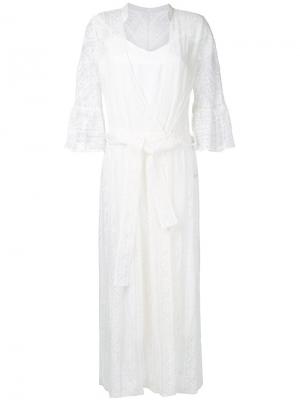 Вышитое платье длины миди с рукавами Muveil. Цвет: белый