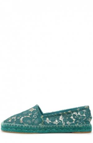 Эспадрильи из кружева Taormina Dolce & Gabbana. Цвет: морской волны