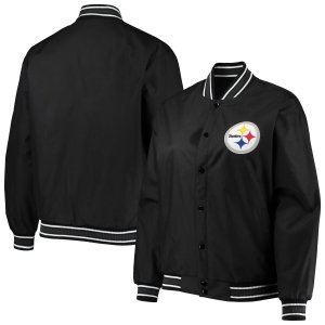 Женская черная куртка на кнопках из поли-твила JH Design Pittsburgh Steelers большого размера Unbranded