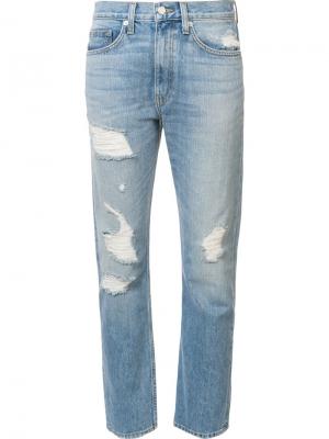 Рваные джинсы прямого кроя Brock Collection. Цвет: синий