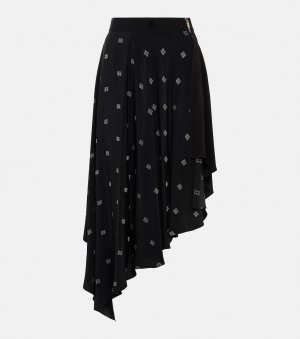 Юбка миди асимметричного кроя 4G из шелка GIVENCHY, черный Givenchy