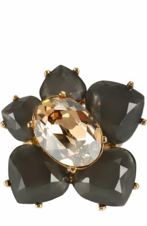 Кольцо с кристаллами Swarovski Oscar de la Renta. Цвет: серый